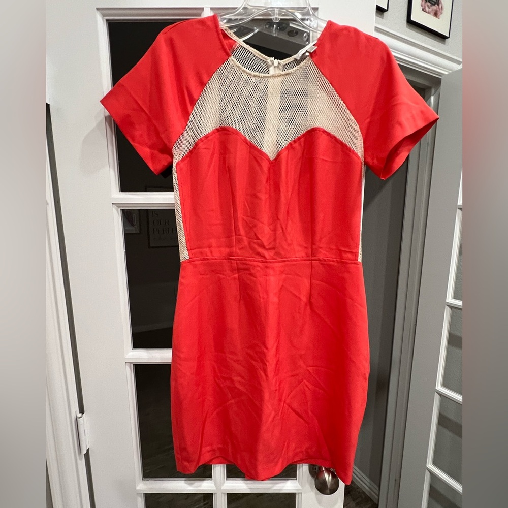 Jealous Tomato Red Sheath Mini Dress Short Sleeve Crew Neck